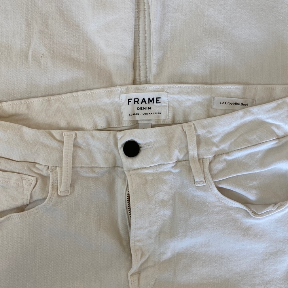 Frame “Le Crop Mini Boot” White Jeans